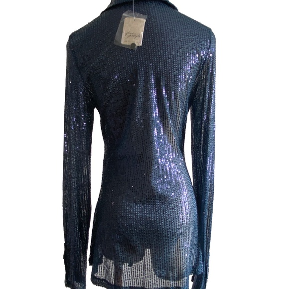 Navy Sequin Top by "Free People" - Picture 2 of 6